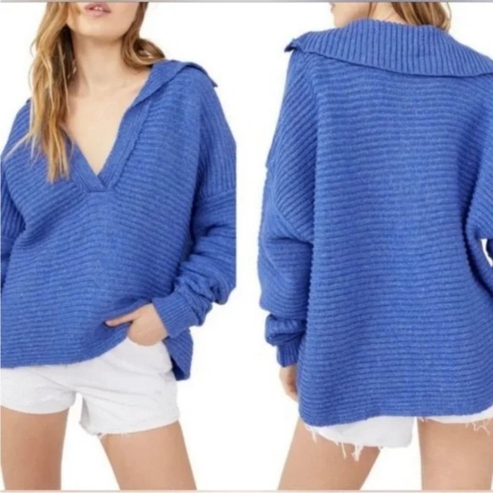 Free People Marlie Sweater in Dazzling Blue
